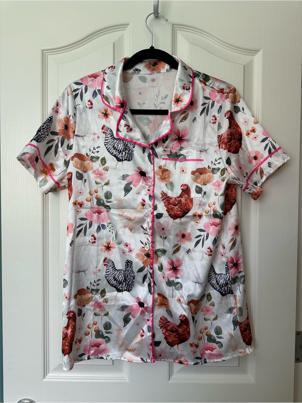 Floral & Hen Print Matching Pajama set